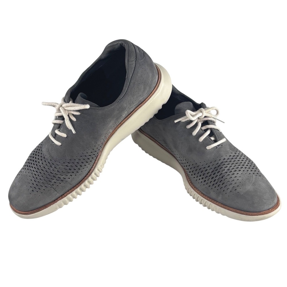 Cole Haan 2 ZEROGRAND‎ Wingtip Oxford Mens 8 Gray Nubuck Suede Athleisure Preppy